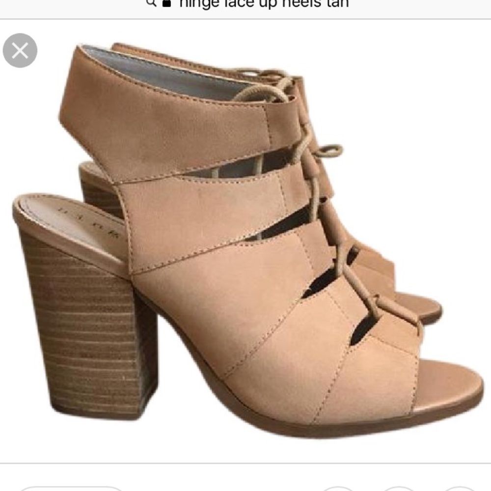 Tan Hinge Lace Up Heels